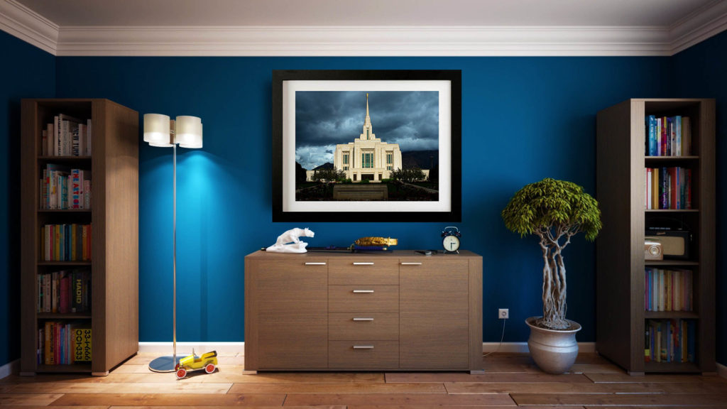 Framed Ogden Temple on wall - Randy G. Barney Photography