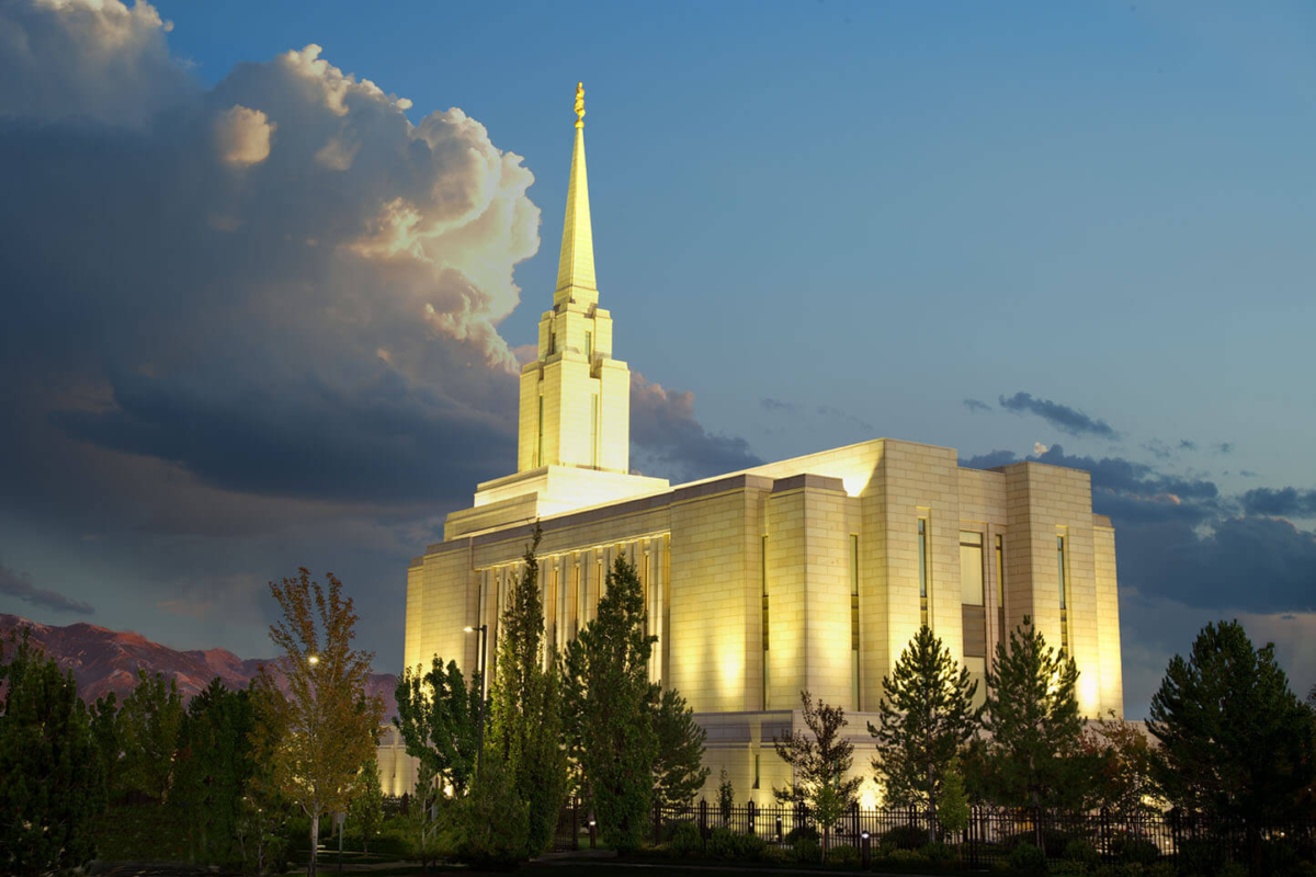 The Moon Rises Over the Oquirrh Mountain Temple